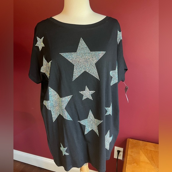 Mc Lorene black oversized tunic tee with iridescent stars one size - Picture 12 of 12